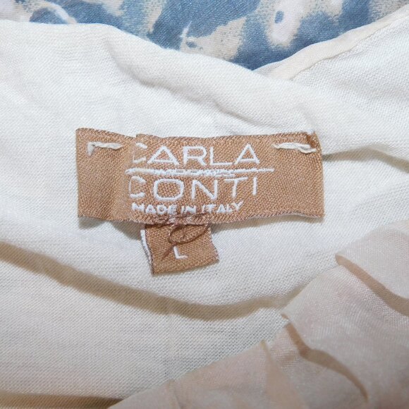 Carla Conti ivory silk abstract butterfly watercolour crochet lace cap sleeve L - Picture 5 of 13